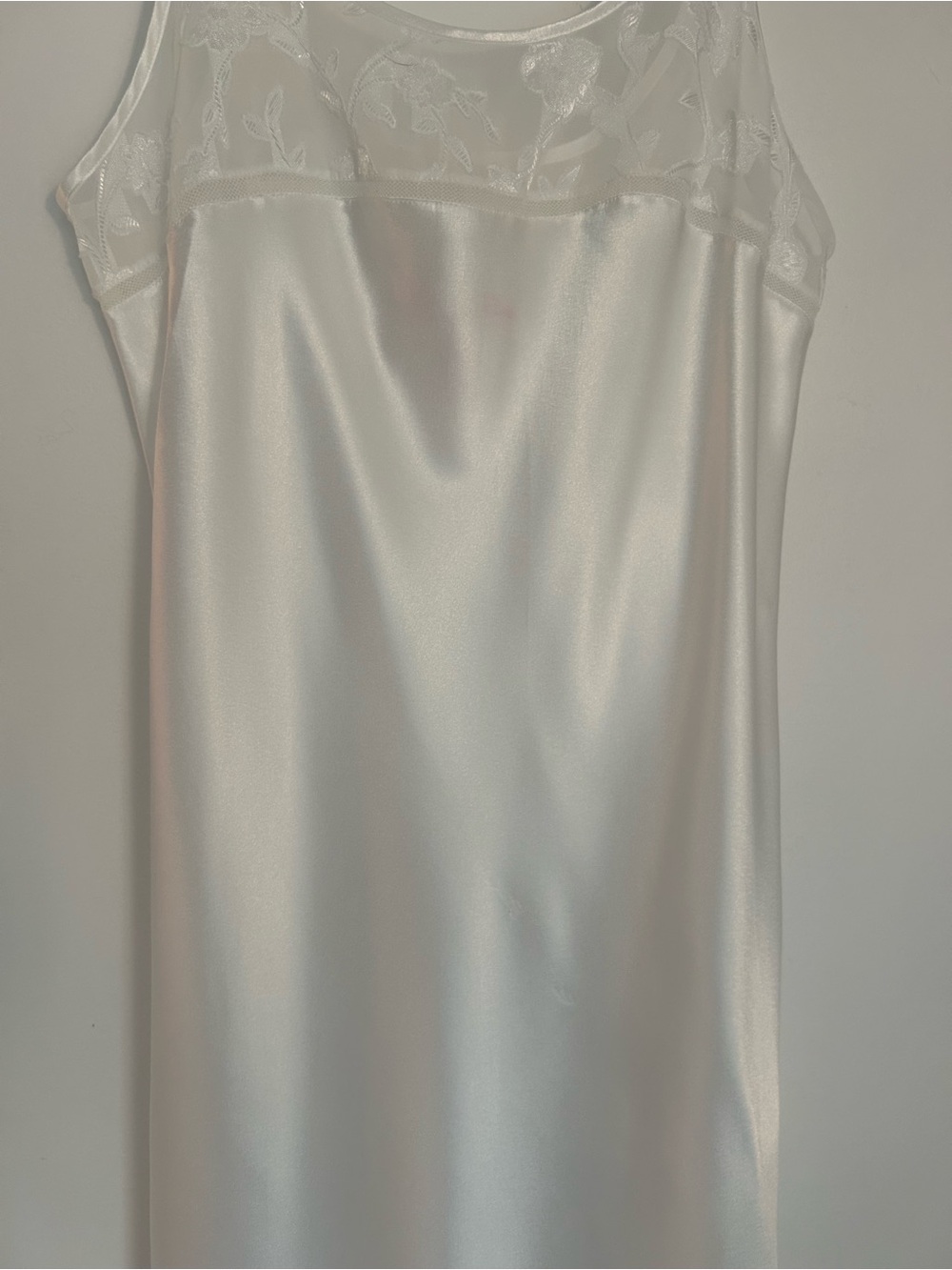 Oscar de la Renta Pink Label Long White Satiny Negligee Floral lace Top Size XS - Picture 4 of 16